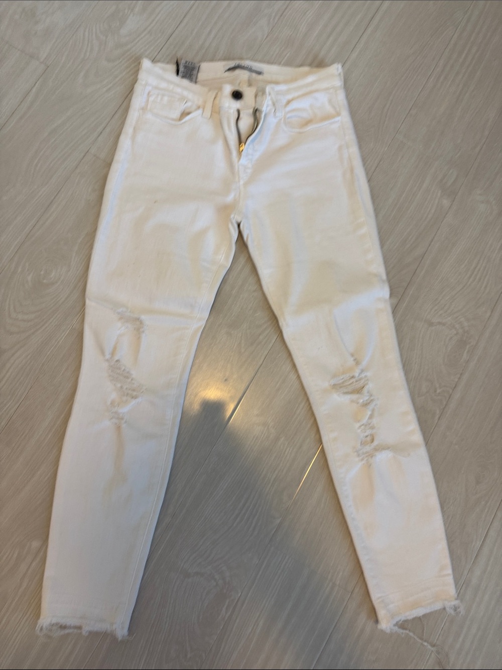 J Brand White Skinny Distressed Jeans